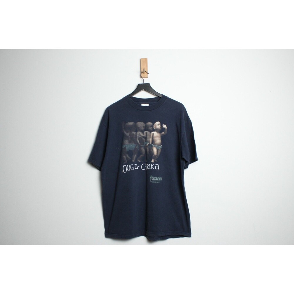 Vintage 1998 Dancing Baby Ooga-Chaka Kinetix Distressed Grunge Black T-Shirt XL